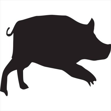 Vektör, yaban domuzu silueti resmi, siyah ve beyaz, şeffaf arkaplan