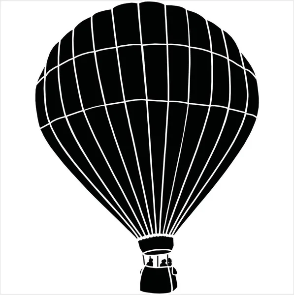 Vektor Bild Des Heißluftballon Symbols Silhouette Schwarz Weiße Farbe Transparenter — Stockvektor