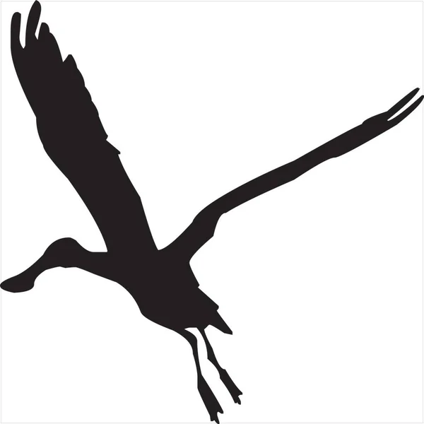 Vector Image Stork Flying Silhouette Black White Color Transparent Background — Vetor de Stock