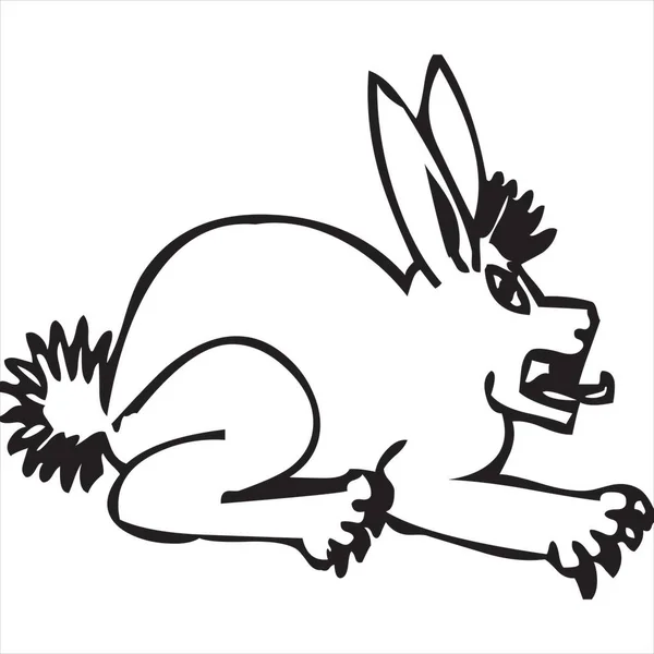 Vector Image Cartoon Rabbit Black White Color Transparent Background — Vetor de Stock