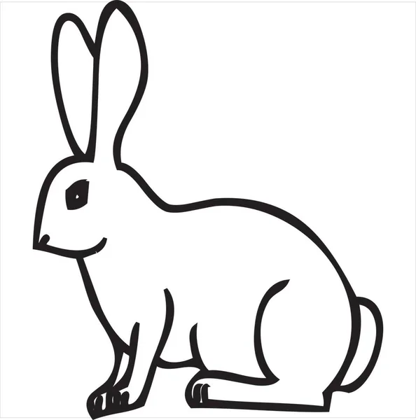 Vector Image Rabbit Black White Color Transparent Background — ストックベクタ