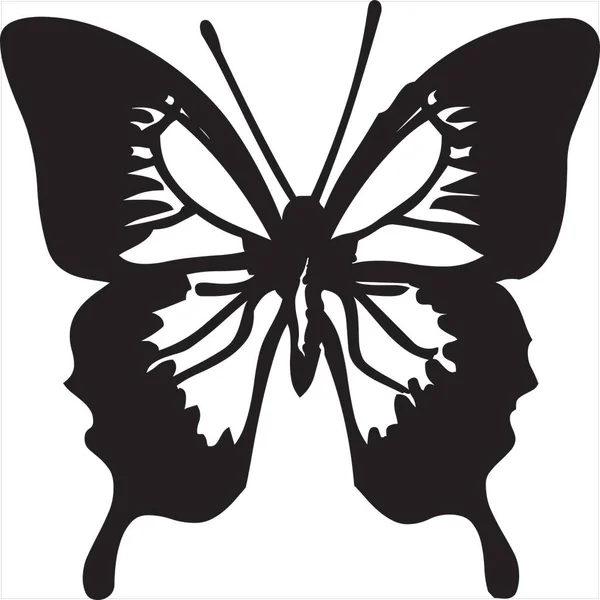 Vector Image Butterfly Icon Black White Color Transparent Background — Vettoriale Stock