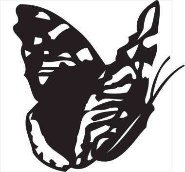 Vektör, siluet kelebek simgesi resmi, siyah beyaz renk, şeffaf arkaplan