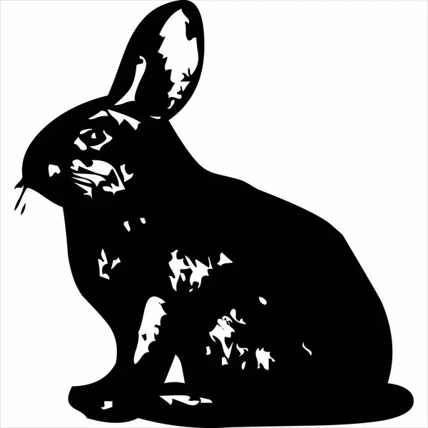 Vector Image Rabbit Silhouette Black White Color Transparent Background — Image vectorielle