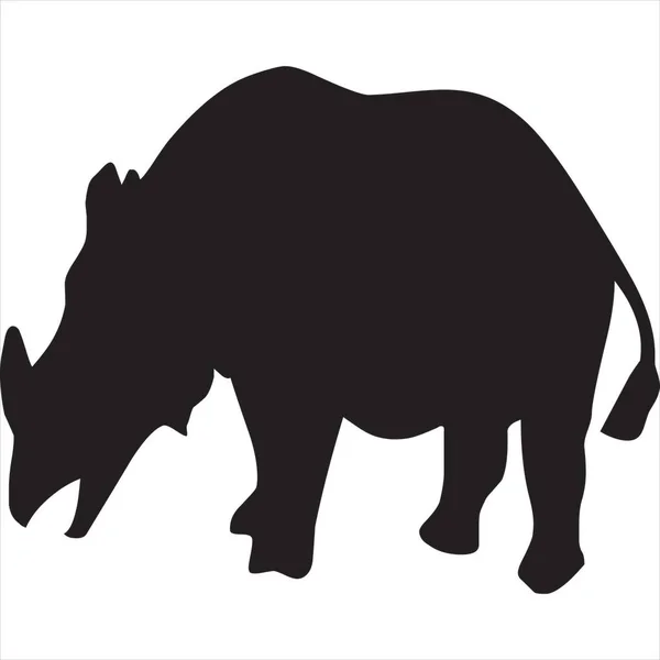 Vector Image Rhino Silhouette Black White Color Transparent Background — Image vectorielle
