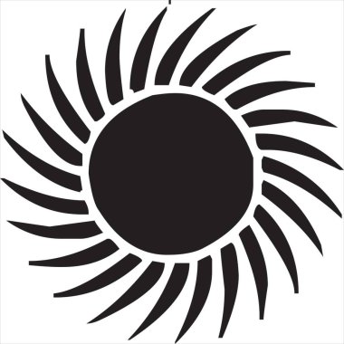 Vektör, siluet görüntü güneş ışığı ico, siyah beyaz renk, şeffaf arkaplan