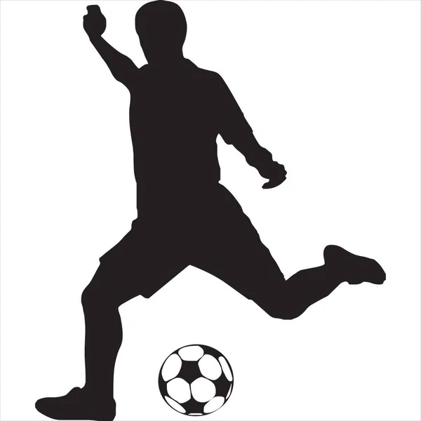 Wektor Obraz Sylwetki Sportowej Piłki Nożnej Czarno Biały Kolor Przezroczystym — Wektor stockowy