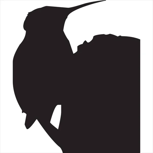 Vector Image Small Bird Silhouette Icon Black White Color Transparent — Vetor de Stock