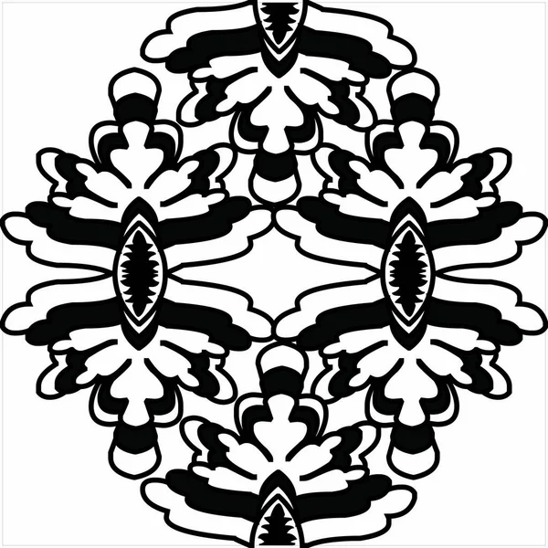 Вектор Зображення Художнього Візерунка Batik Чорно Білого Кольору Прозорим Фоном — стоковий вектор