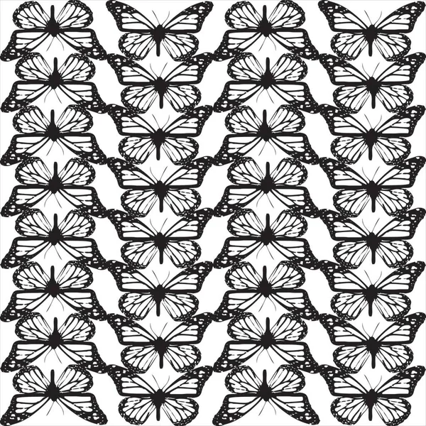 Vector Image Butterfly Ornament Batik Pattern Black White Color Transparent — Stockvektor
