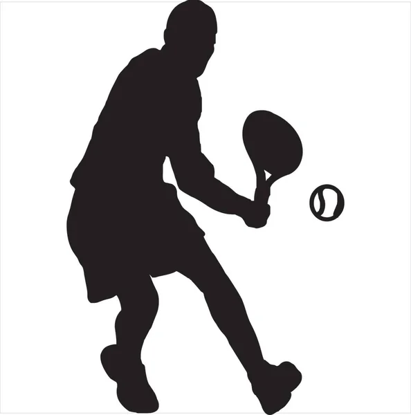 Vector Image Tennis Player Silhouette Black White Color Transparent Background — Stock vektor