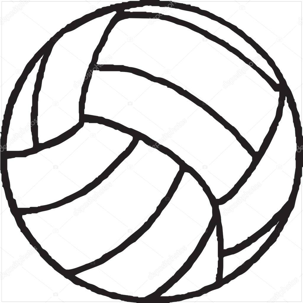 Vector, Image of volleyball, black and white color, with transparent background