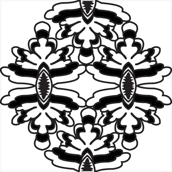 Вектор Зображення Художнього Візерунка Batik Чорно Білого Кольору Прозорим Фоном — стоковий вектор