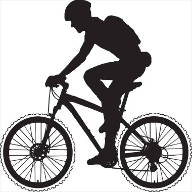 Vektör, spor bisiklet silueti resmi, siyah ve beyaz renk, şeffaf arkaplan