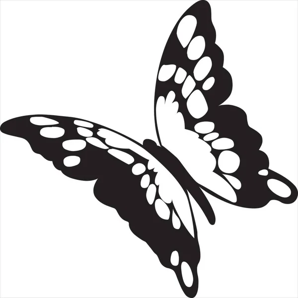 Вектор Зображення Метелика Чорно Білого Кольору Прозорим Фоном — стоковий вектор