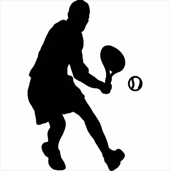 Vector Image Tennis Player Silhouette Black White Color Transparent Background — Stock vektor