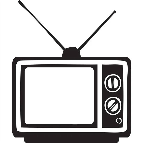 Vektör Televizyon Simgesi Resmi Siyah Beyaz Renk Şeffaf Arkaplan Stok Illüstrasyon