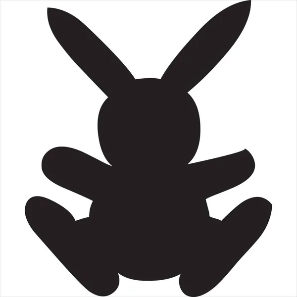 兔子轮廓图标图像 黑白颜色 透明背景 — 图库矢量图片