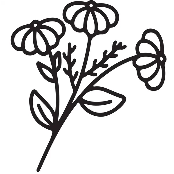 Вектор Изображение Иконки Цветок Розы Черно Белый Цвет Прозрачным Фоном — стоковый вектор
