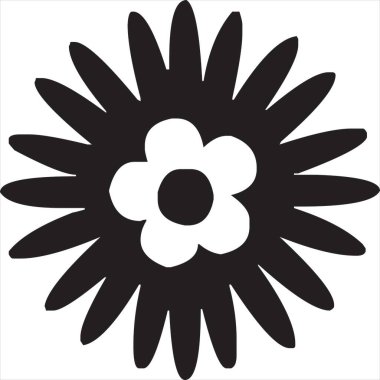 Vektör, ayçiçeği simgesi resmi, siyah ve beyaz renk, şeffaf arkaplan