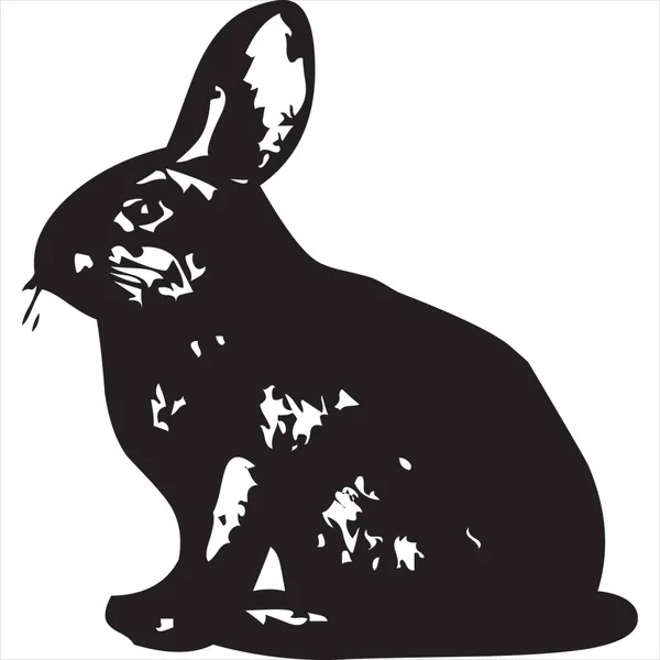 Vector Image Rabbit Silhouette Black White Color Transparent Background — ストックベクタ