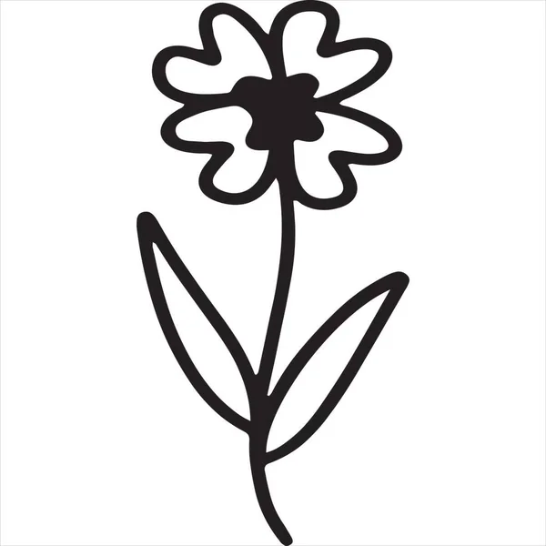 Vector Image Blooming Jasmine Flower Icon Black White Color Transparent — Stock Vector