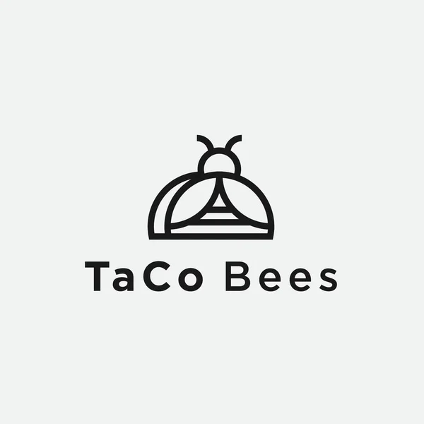 Logo Abelha Taco Taco Vetor — Vetor de Stock