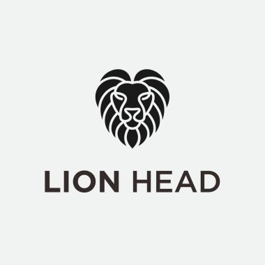 Aslan Başı Logo Vektör Şablonu Çizim Tasarımı