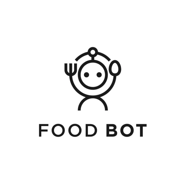 Food Robot Logo Design Vector Ilustração — Vetor de Stock