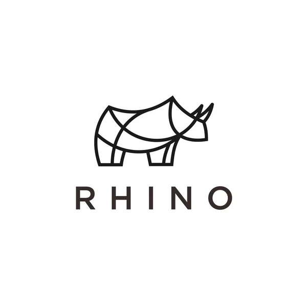 Rhino Outline Logo Design Vector Illustration — Vector de stock