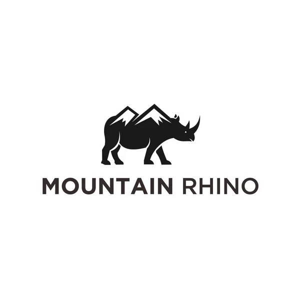 Rhino Mountain Logo Design Vector Illustration — Stock Vector