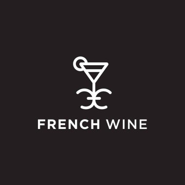 Fleur De Lis Şarap Logosu Tasarım Vektörü İllüstrasyonu