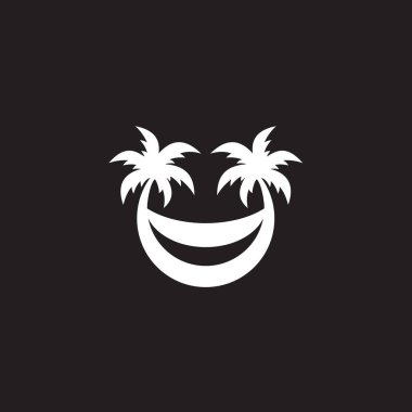 Gülümse Palmiye Logosu Tasarım Vektörü İllüstrasyonu