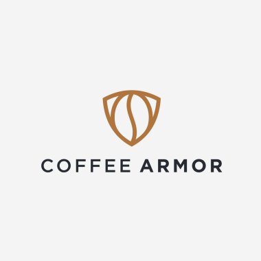 kahve kalkanı logosu tasarımı vektör çizimi