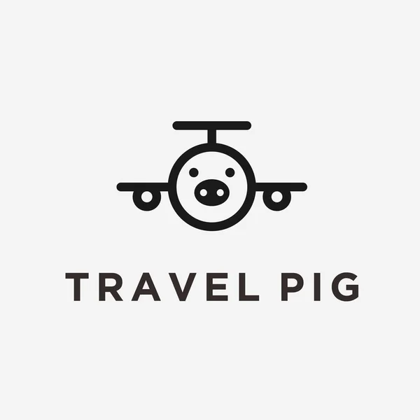 Pig Plane Logo Design Vector Illustration — Wektor stockowy