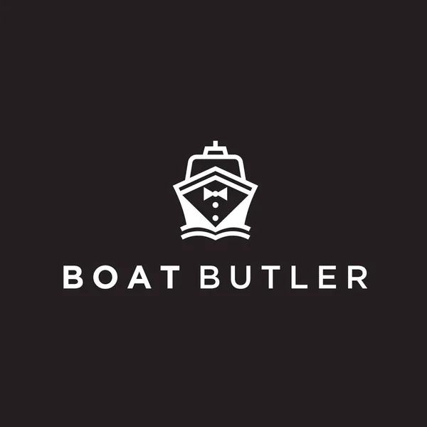 Ship Waiter Logo Design Vector Illustration — стоковый вектор