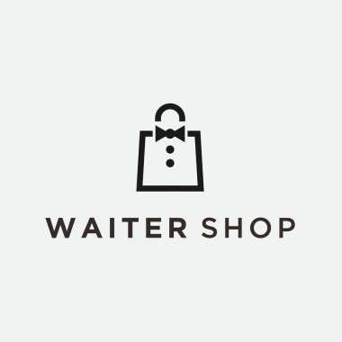 shopping waiter logo design vector illustration