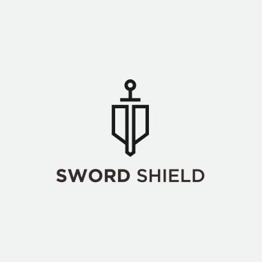 sword shield logo design vector illustration