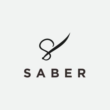 harf kılıç logosu tasarım vektör çizimi