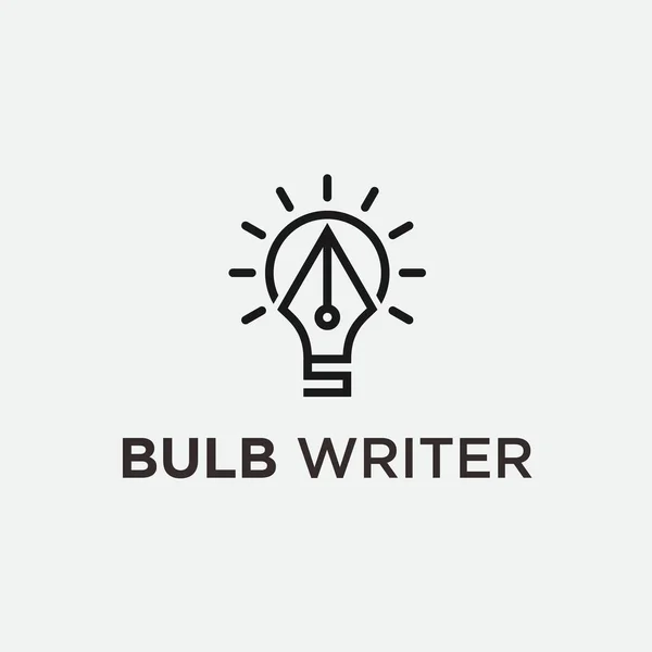 Pen Bulb Logo Design Vector Illustration — Archivo Imágenes Vectoriales