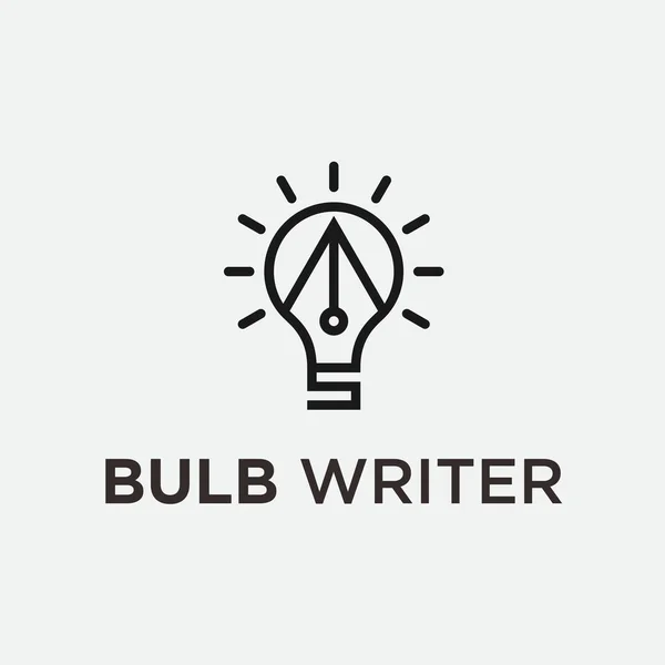 Pen Bulb Logo Design Vector Illustration — Archivo Imágenes Vectoriales