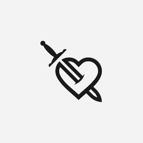 Love Sword Logo Design Vector Illustration — Stockový vektor
