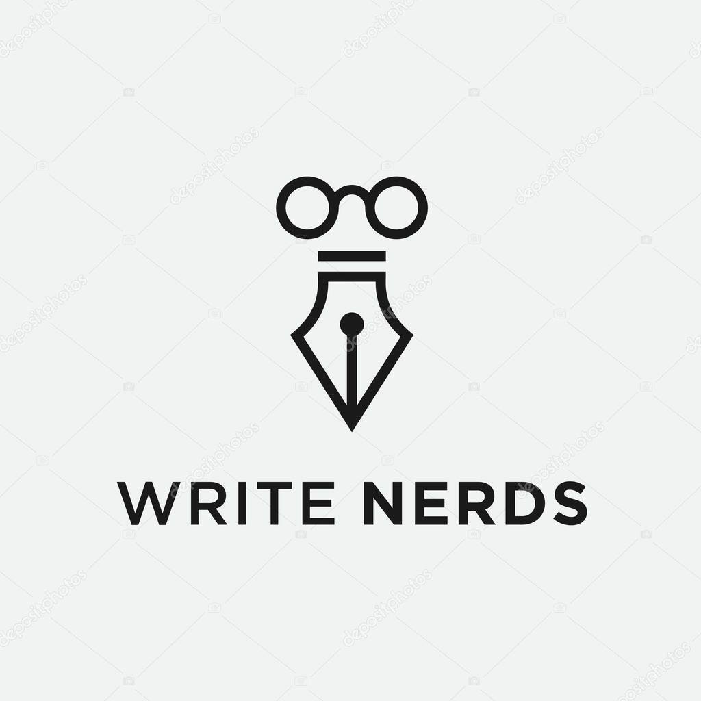 Geek pen logo design vector illustration