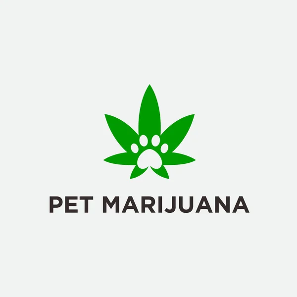 Marijuana Pet Logo Design Vector Illustration — Vetor de Stock