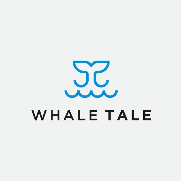 Wave Whale Logo Design Vector Illustration — стоковый вектор