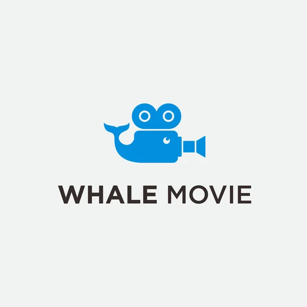 Whale Movie Logo Design Vector Illustration — Stockvector