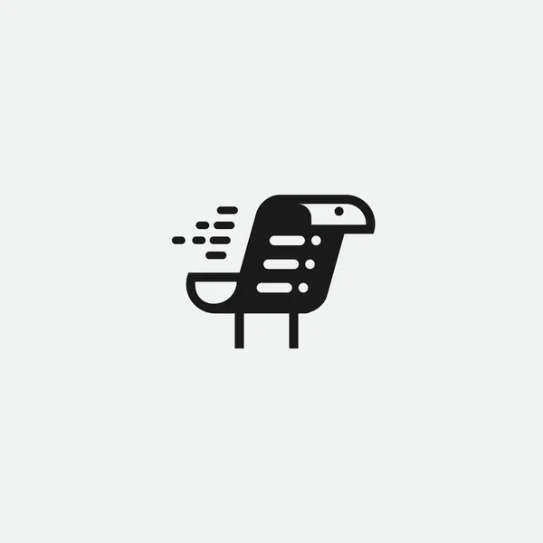 Paper Bird Logo Design Vector Illustration — Vettoriale Stock