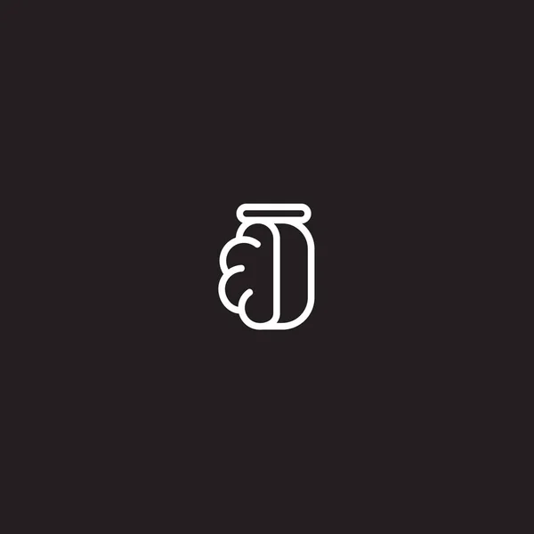 Brain Jar Logo Design Vector Illustration — Vetor de Stock