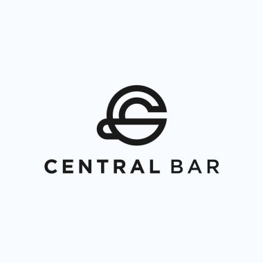 C harfi kahve logosu tasarım vektör çizimi