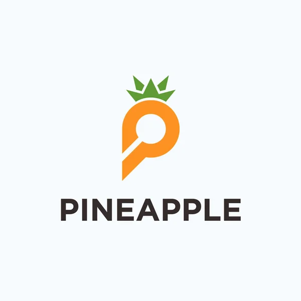 Letter Pineapple Logo Design Vector Illustration — стоковый вектор